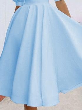 Fashion Solid Puff Mid Sleeve Big Swing Midi Dresses - Midi Dresses - INS | Online Fashion Free Shipping Clothing, Dresses, Tops, Shoes - 06/07/2021 - 30-40 - color-black