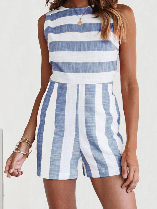 Fashion Striped Sleeveless Jumpsuit - Jumpsuit & Rompers - INS | Online Fashion Free Shipping Clothing, Dresses, Tops, Shoes - 01/07/2021 - 20-30 - Bottoms