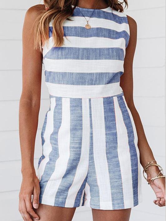 Fashion Striped Sleeveless Jumpsuit - Jumpsuit & Rompers - INS | Online Fashion Free Shipping Clothing, Dresses, Tops, Shoes - 01/07/2021 - 20-30 - Bottoms