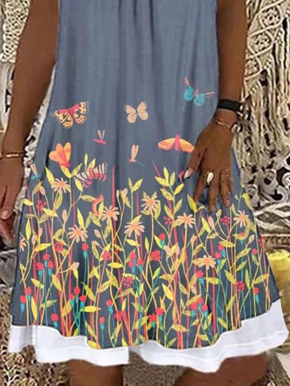 Fashion Sunflower Print Casual Dress - Mini Dresses - INS | Online Fashion Free Shipping Clothing, Dresses, Tops, Shoes - 20-30 - 21/06/2021 - color-gray