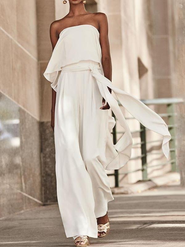 Fashion Tube Top Sleeveless Lace-up Jumpsuit - Jumpsuit & Rompers - INS | Online Fashion Free Shipping Clothing, Dresses, Tops, Shoes - 16/06/2021 - 30-40 - Bottoms