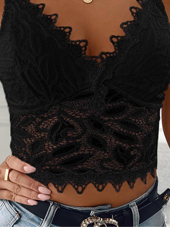 Fashion V-neck Lace Sling Sleeveless Vest - Tank Tops - INS | Online Fashion Free Shipping Clothing, Dresses, Tops, Shoes - 17/06/2021 - 20-30 - color-black