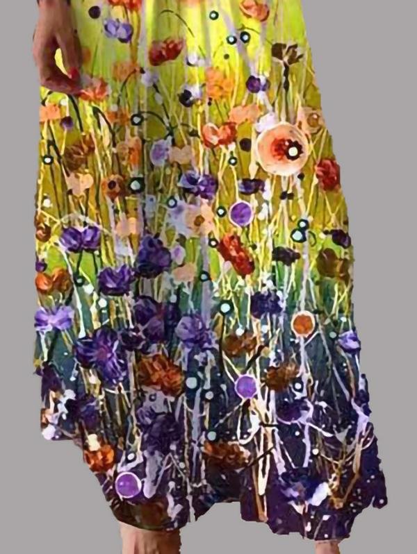 Fashion V-neck Print Suspender Dress - Maxi Dresses - INS | Online Fashion Free Shipping Clothing, Dresses, Tops, Shoes - 10/06/2021 - Color_Blue - Color_Green