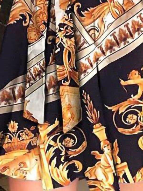 Fashion V-neck Tie Print Dress - Mini Dresses - INS | Online Fashion Free Shipping Clothing, Dresses, Tops, Shoes - 09/06/2021 - Color_Yellow - DRE2106090260