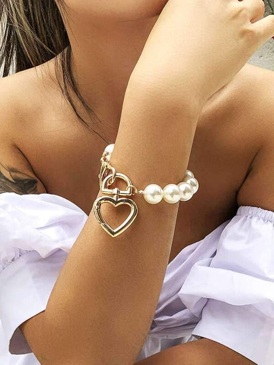 Faux Pearl Heart Decor Bracelet - INS | Online Fashion Free Shipping Clothing, Dresses, Tops, Shoes