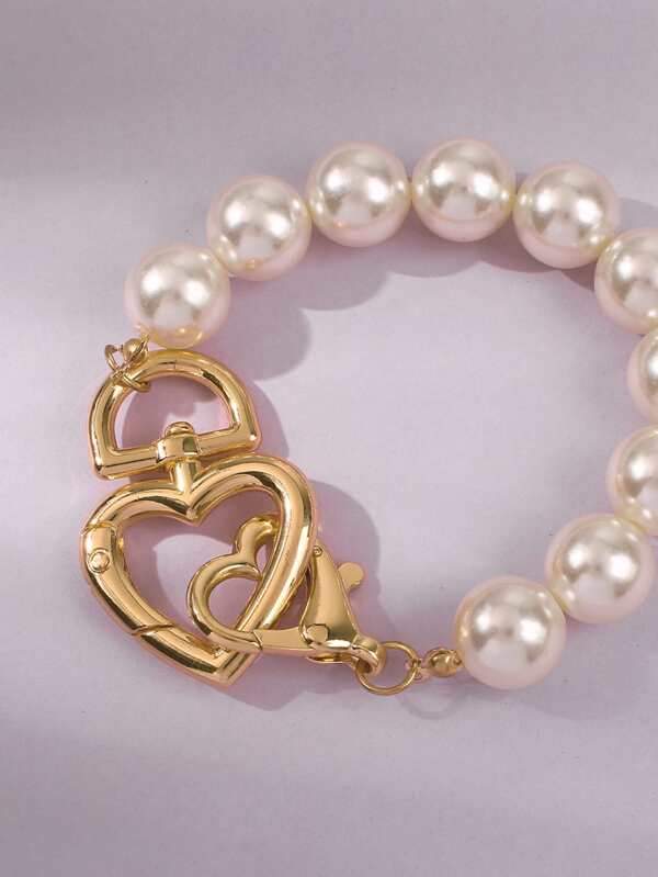 Faux Pearl Heart Decor Bracelet - INS | Online Fashion Free Shipping Clothing, Dresses, Tops, Shoes