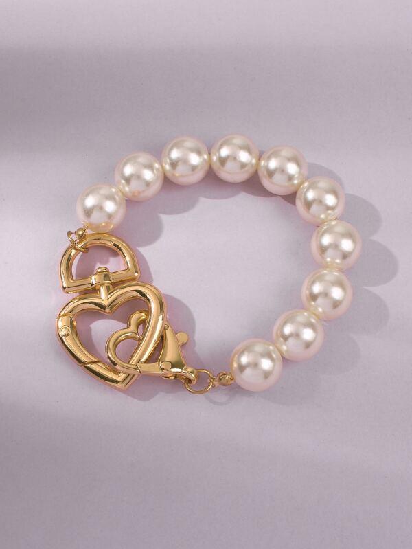 Faux Pearl Heart Decor Bracelet - INS | Online Fashion Free Shipping Clothing, Dresses, Tops, Shoes