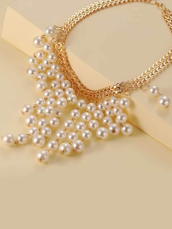 Faux Pearl Tassel Charm Necklace - INS | Online Fashion Free Shipping Clothing, Dresses, Tops, Shoes