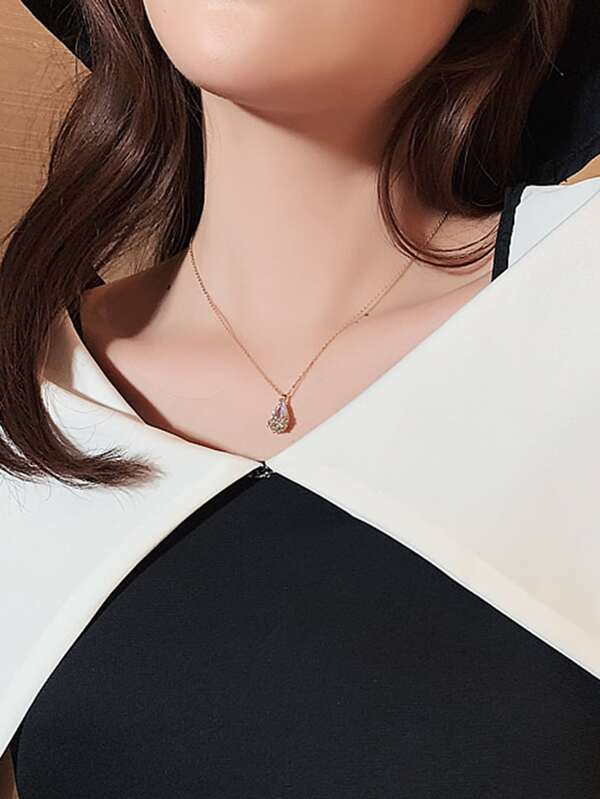 Faux Teardrop Crystal Charm Necklace - INS | Online Fashion Free Shipping Clothing, Dresses, Tops, Shoes