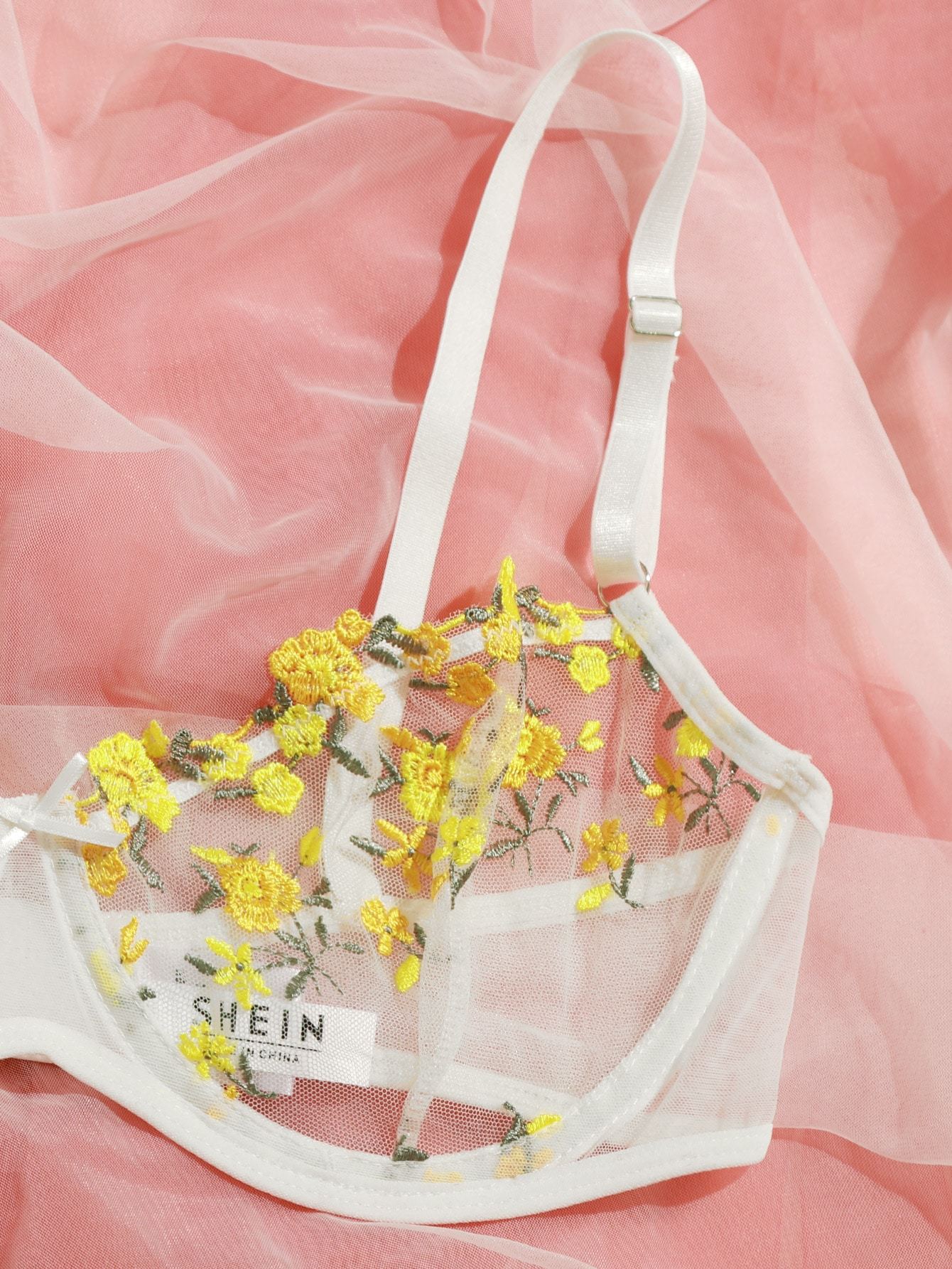 Floral Embroidered Mesh Underwire Lingerie Set - INS | Online Fashion Free Shipping Clothing, Dresses, Tops, Shoes