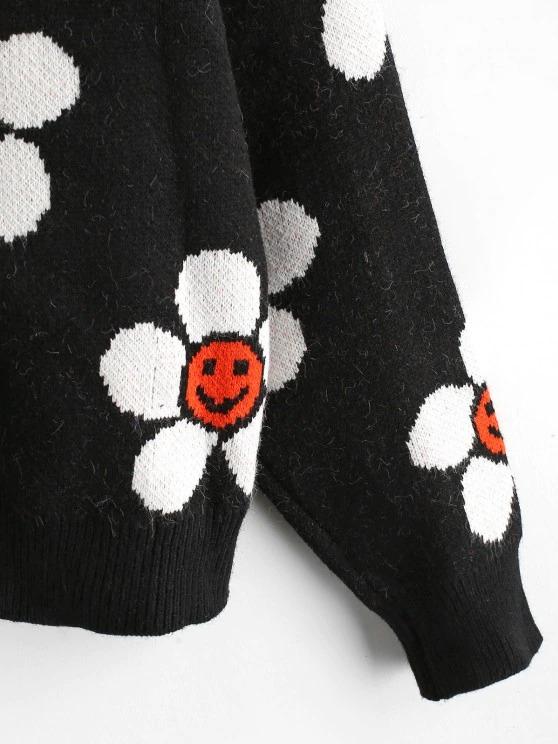 Floral Graphic Button Up V Neck Cardigan - INS | Online Fashion Free Shipping Clothing, Dresses, Tops, Shoes