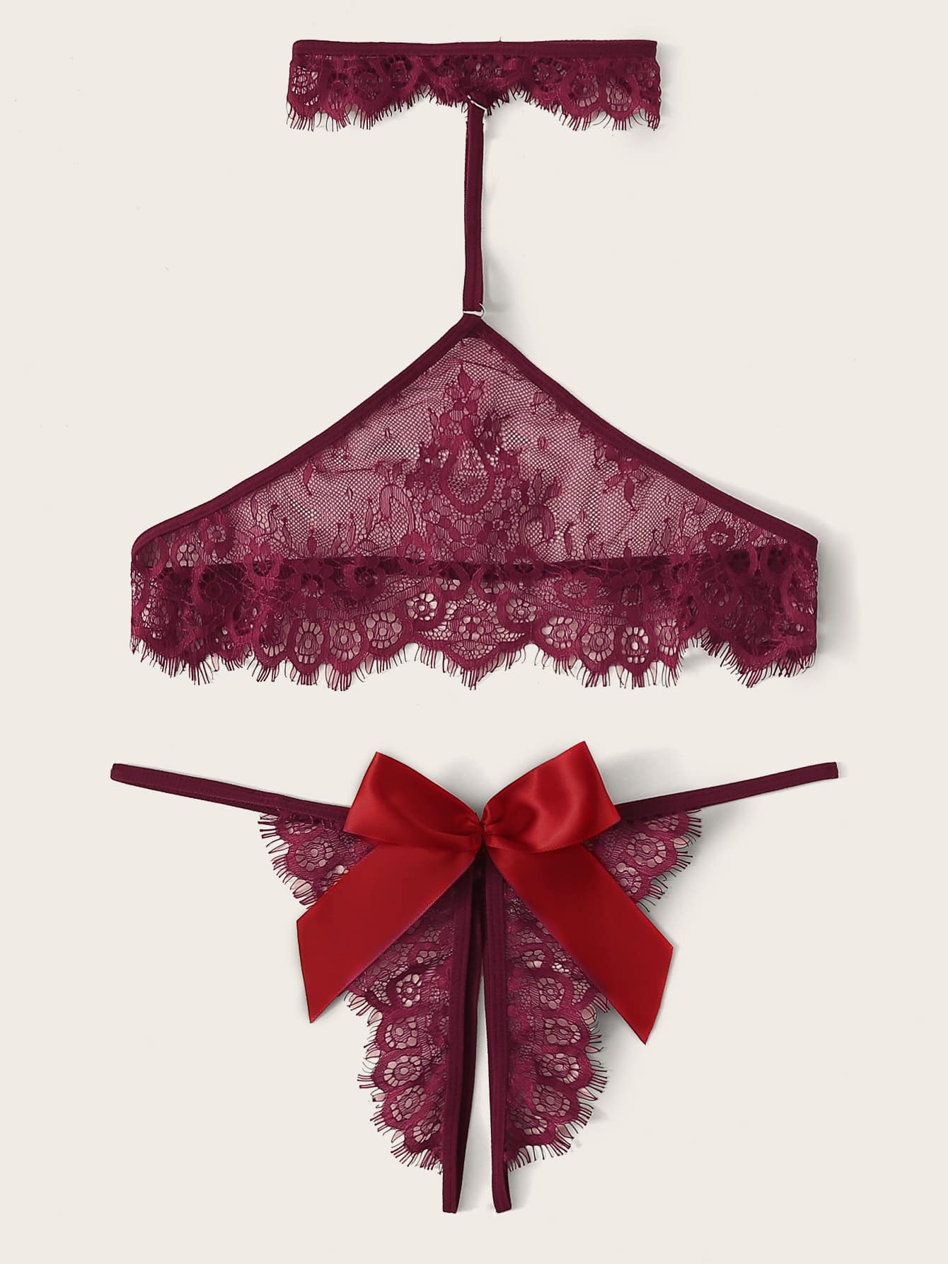 Floral Lace Lingerie Set With Choker - INS | Online Fashion Free Shipping Clothing, Dresses, Tops, Shoes