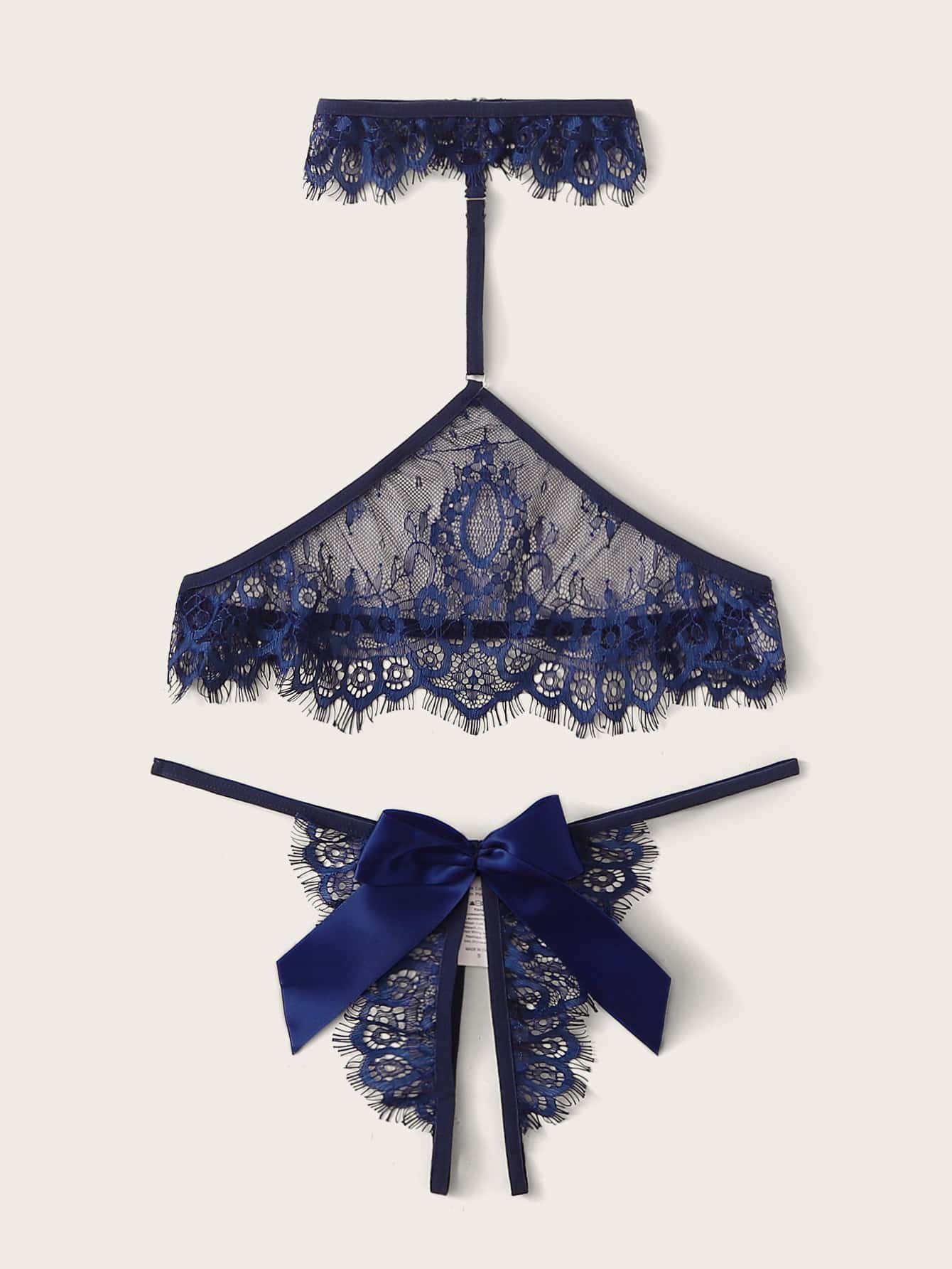 Floral Lace Lingerie Set With Choker - INS | Online Fashion Free Shipping Clothing, Dresses, Tops, Shoes