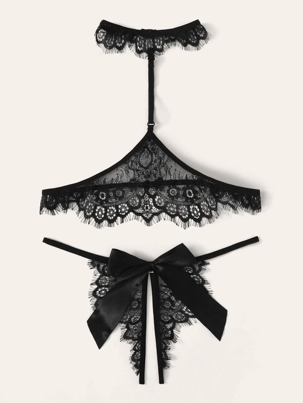 Floral Lace Lingerie Set With Choker - INS | Online Fashion Free Shipping Clothing, Dresses, Tops, Shoes