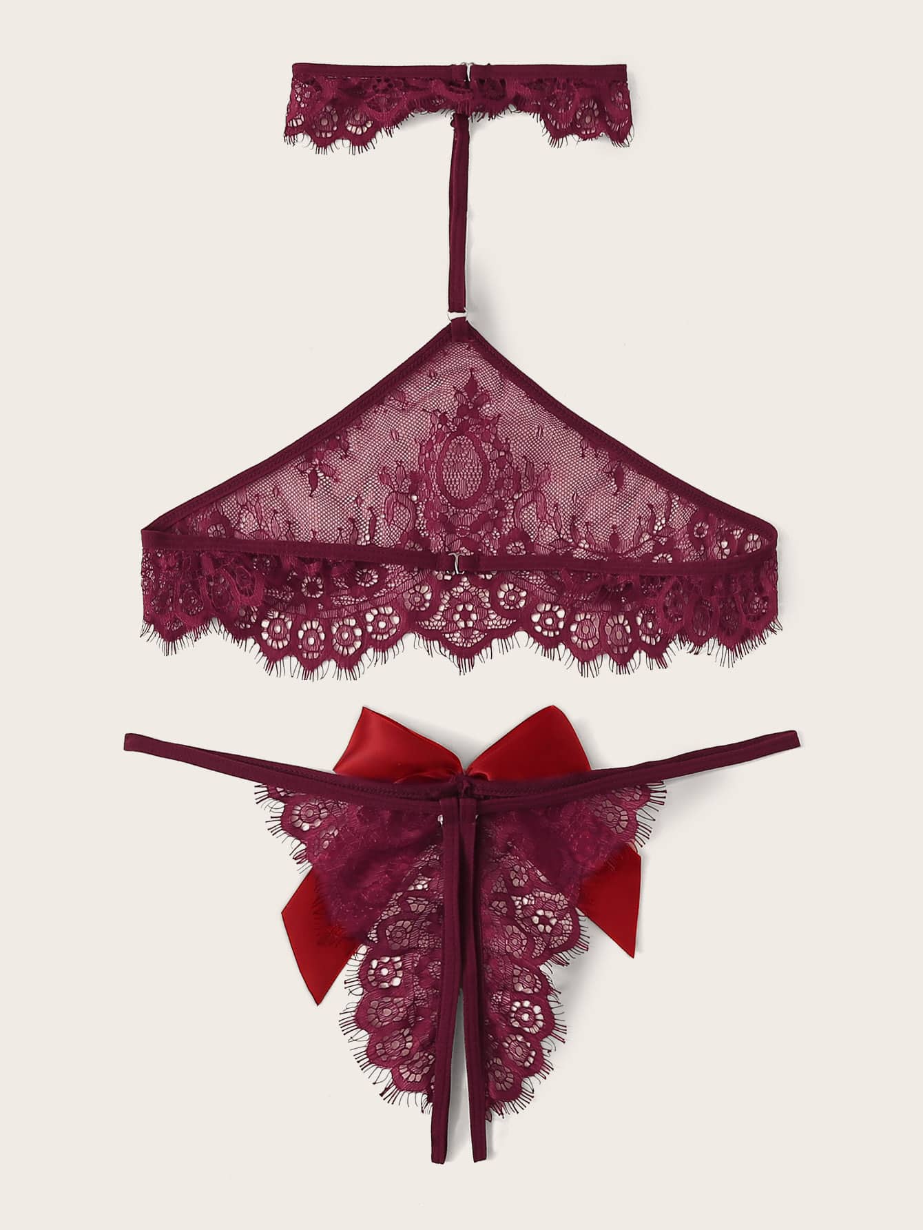 Floral Lace Lingerie Set With Choker - INS | Online Fashion Free Shipping Clothing, Dresses, Tops, Shoes