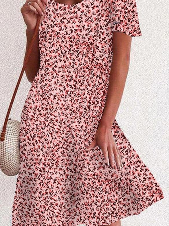 Floral Print Off The Shoulder Mini Dress - Mini Dresses - INS | Online Fashion Free Shipping Clothing, Dresses, Tops, Shoes - 24/05/2021 - Category_Mini Dresses - Color_Apricot