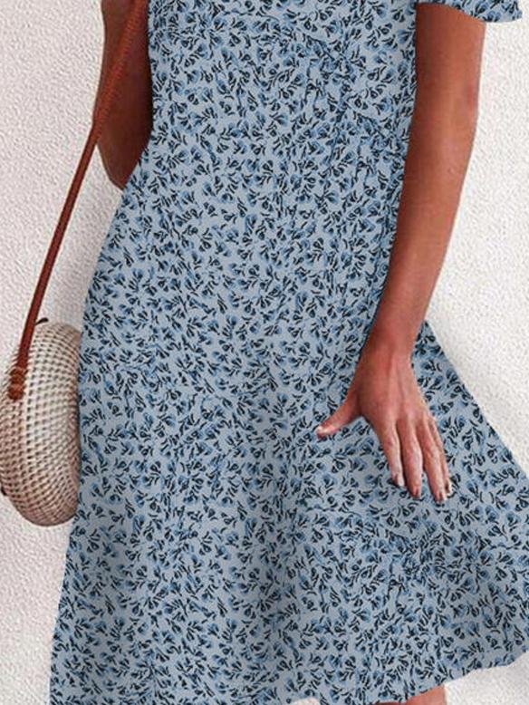 Floral Print Off The Shoulder Mini Dress - Mini Dresses - INS | Online Fashion Free Shipping Clothing, Dresses, Tops, Shoes - 24/05/2021 - Category_Mini Dresses - Color_Apricot