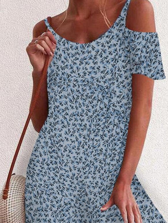 Floral Print Off The Shoulder Mini Dress - Mini Dresses - INS | Online Fashion Free Shipping Clothing, Dresses, Tops, Shoes - 24/05/2021 - Category_Mini Dresses - Color_Apricot
