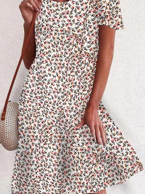 Floral Print Off The Shoulder Mini Dress - Mini Dresses - INS | Online Fashion Free Shipping Clothing, Dresses, Tops, Shoes - 24/05/2021 - Category_Mini Dresses - Color_Apricot