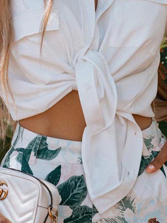 Floral Print Pocket Button Casual Shorts - Shorts - INS | Online Fashion Free Shipping Clothing, Dresses, Tops, Shoes - 12/07/2021 - 20-30 - Bottom