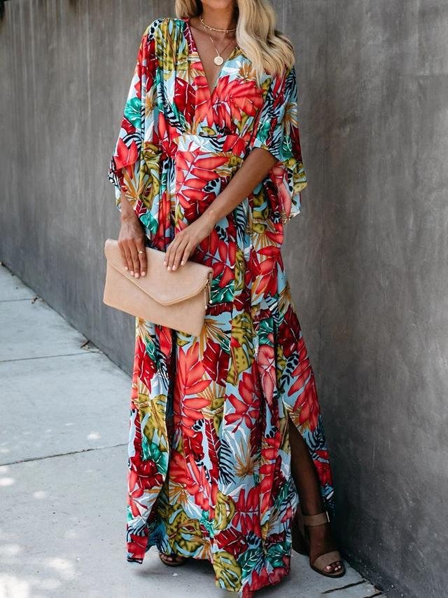 Flower Beach Blouse Sun Protection Robe-style Dress - Maxi Dresses - INS | Online Fashion Free Shipping Clothing, Dresses, Tops, Shoes - 19/07/2021 - 30-40 - color-one-set5-pcs