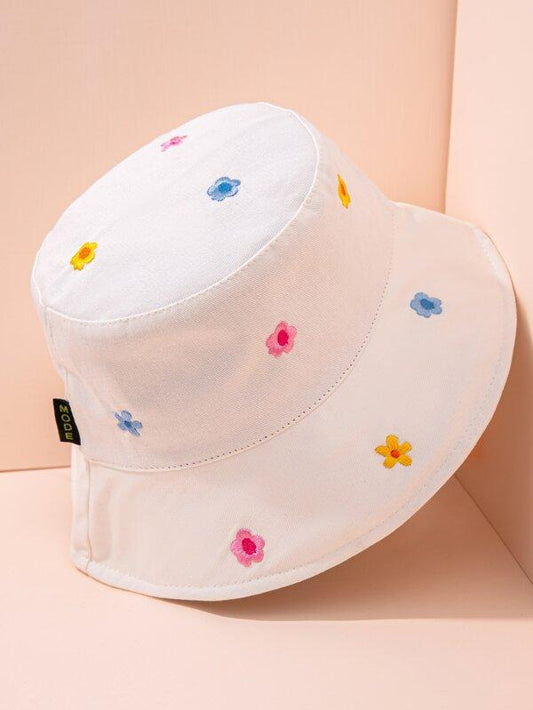 Flower Embroidery Bucket Hat - INS | Online Fashion Free Shipping Clothing, Dresses, Tops, Shoes