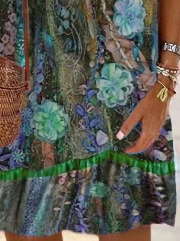 Flowers Print Suspender Mini Dress - Mini Dresses - INS | Online Fashion Free Shipping Clothing, Dresses, Tops, Shoes - 02/06/2021 - Color_Green - Color_Purple