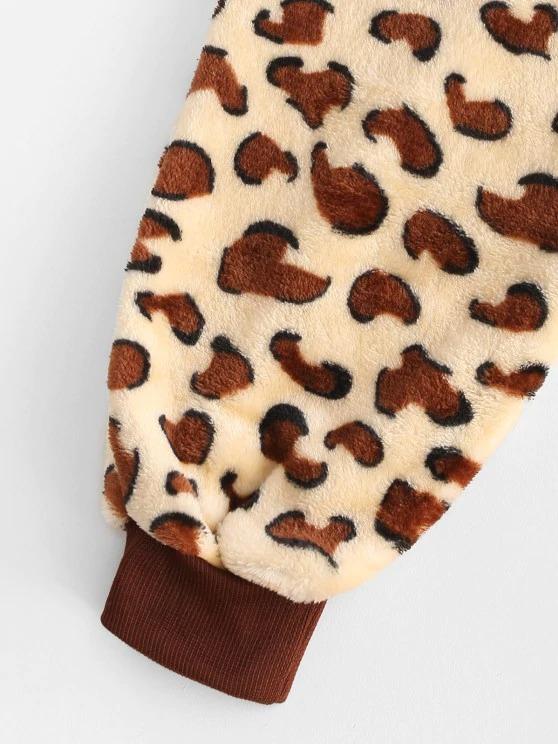 Fluffy Fleece Animal Leopard Onesie Pajamas - INS | Online Fashion Free Shipping Clothing, Dresses, Tops, Shoes