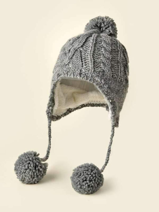 Fluffy Pom Pom Decor Knit Hat - INS | Online Fashion Free Shipping Clothing, Dresses, Tops, Shoes