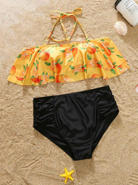 Fruit Print Halter Strappy Two Piece Swimsuit - Swimsuits - INS | Online Fashion Free Shipping Clothing, Dresses, Tops, Shoes - 06/04/2021 - Beach - L