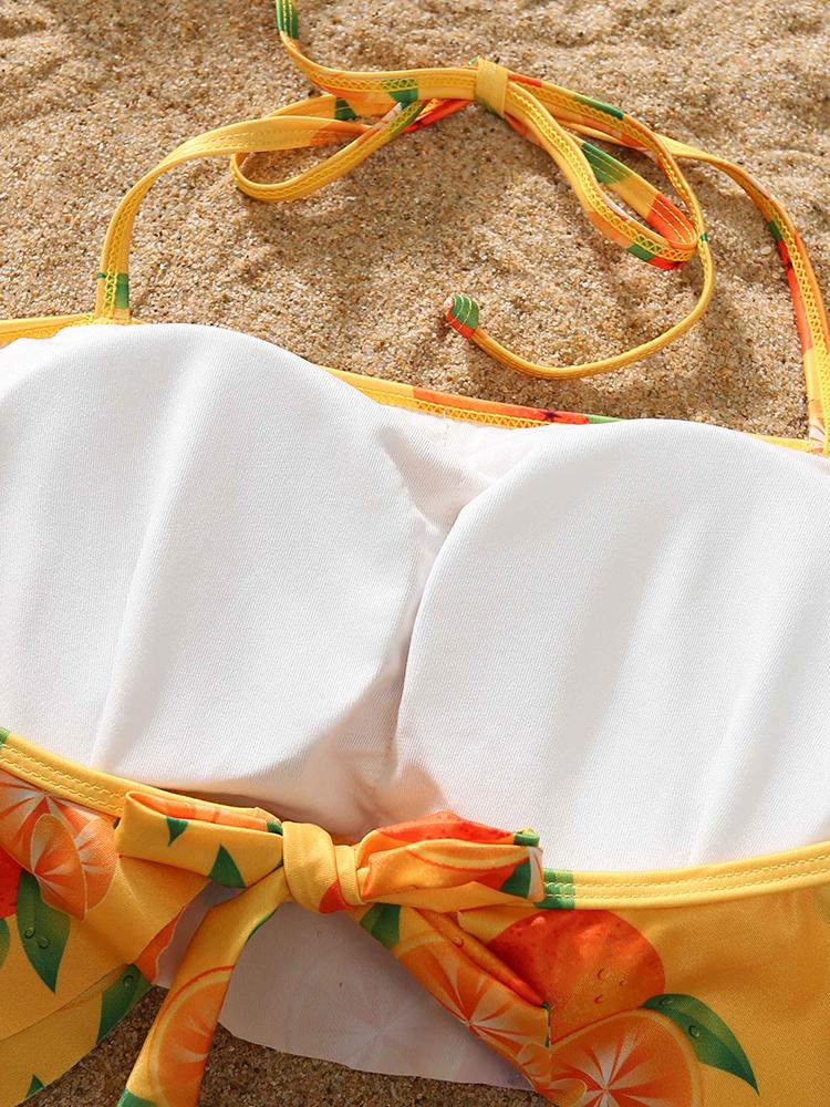Fruit Print Halter Strappy Two Piece Swimsuit - Swimsuits - INS | Online Fashion Free Shipping Clothing, Dresses, Tops, Shoes - 06/04/2021 - Beach - L