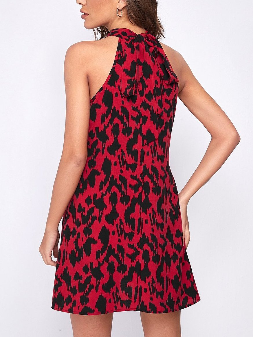 Full Print Tie Sleeveless Backless Dress - Mini Dresses - INS | Online Fashion Free Shipping Clothing, Dresses, Tops, Shoes - 05/17/2021 - Category_Mini Dresses - Color_Red