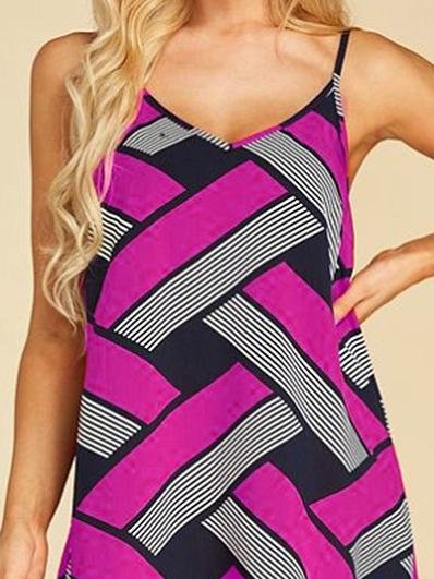 Geometric Print Casual Sleeveless Suspender Dress - Mini Dresses - INS | Online Fashion Free Shipping Clothing, Dresses, Tops, Shoes - 09/06/2021 - Color_Gray - Color_Purple