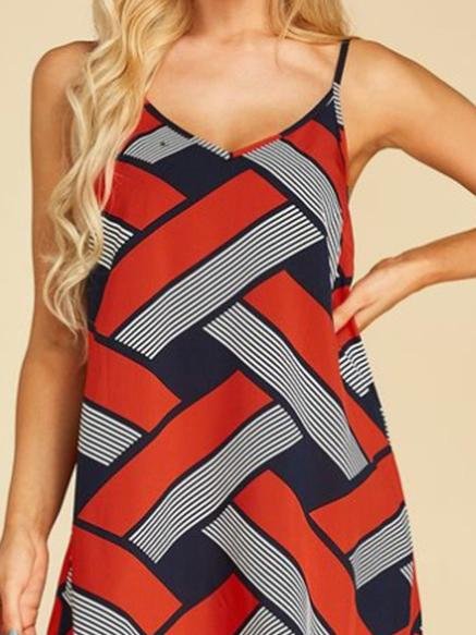 Geometric Print Casual Sleeveless Suspender Dress - Mini Dresses - INS | Online Fashion Free Shipping Clothing, Dresses, Tops, Shoes - 09/06/2021 - Color_Gray - Color_Purple
