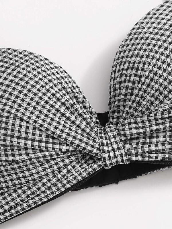 Gingham Knot Wireless Bra - INS | Online Fashion Free Shipping Clothing, Dresses, Tops, Shoes