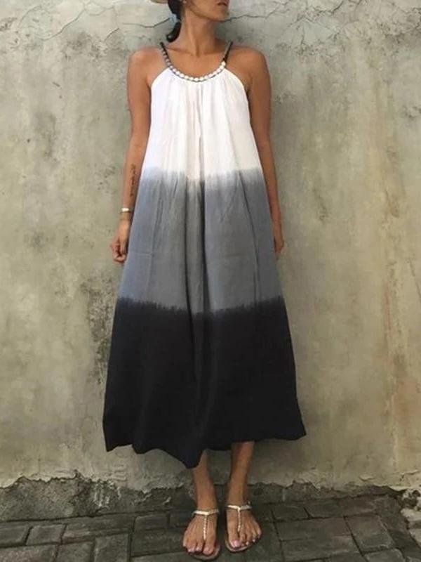Gradient Tie-dye Sleeveless Dress With Big Swing - Midi Dresses - INS | Online Fashion Free Shipping Clothing, Dresses, Tops, Shoes - 19/07/2021 - 30-40 - color-black