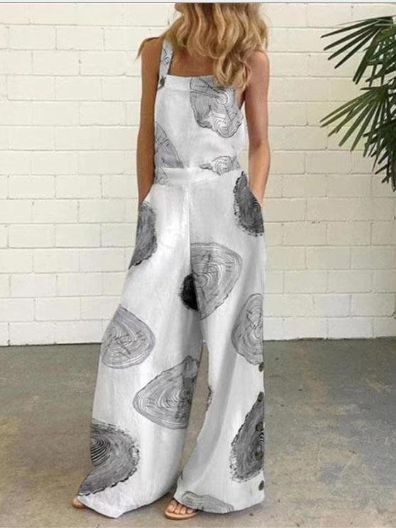 Graffiti Printed Button Sleeveless Casual Jumpsuit - Jumpsuits & Rompers - INS | Online Fashion Free Shipping Clothing, Dresses, Tops, Shoes - 16/07/2021 - 20-30 - Bottom