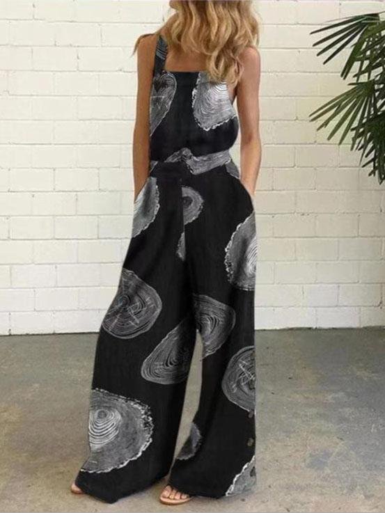 Graffiti Printed Button Sleeveless Casual Jumpsuit - Jumpsuits & Rompers - INS | Online Fashion Free Shipping Clothing, Dresses, Tops, Shoes - 16/07/2021 - 20-30 - Bottom