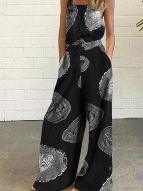 Graffiti Printed Button Sleeveless Casual Jumpsuit - Jumpsuits & Rompers - INS | Online Fashion Free Shipping Clothing, Dresses, Tops, Shoes - 16/07/2021 - 20-30 - Bottom