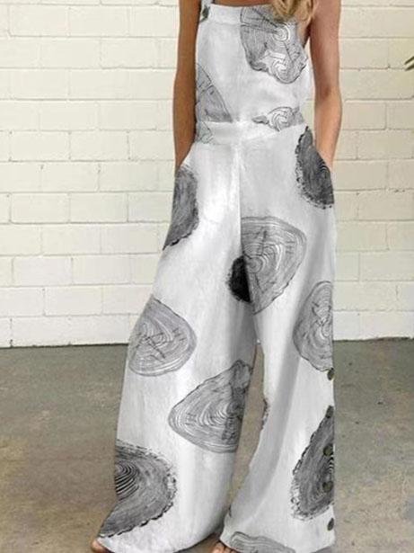 Graffiti Printed Button Sleeveless Casual Jumpsuit - Jumpsuits & Rompers - INS | Online Fashion Free Shipping Clothing, Dresses, Tops, Shoes - 16/07/2021 - 20-30 - Bottom