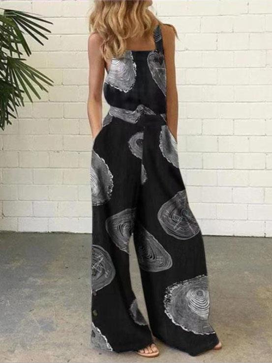 Graffiti Printed Button Sleeveless Casual Jumpsuit - Jumpsuits & Rompers - INS | Online Fashion Free Shipping Clothing, Dresses, Tops, Shoes - 16/07/2021 - 20-30 - Bottom