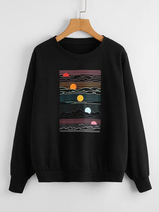 Graphic Print Crew Neck Sweatshirt - INS | Online Fashion Free Shipping Clothing, Dresses, Tops, Shoes