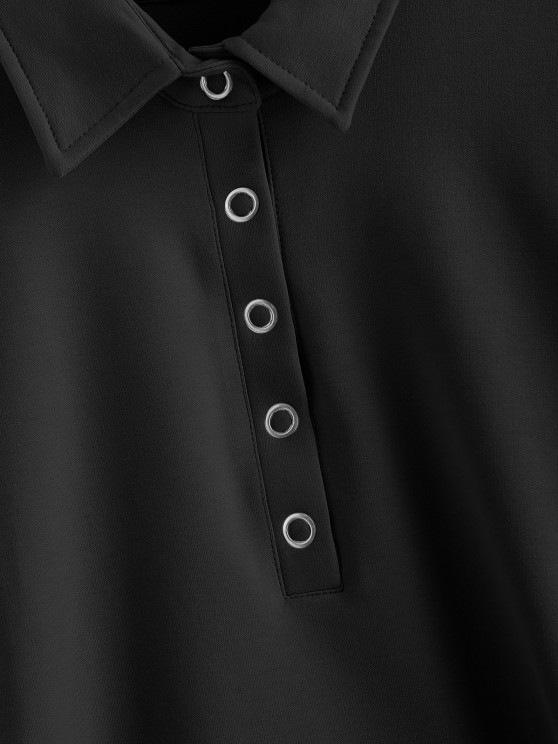 Half Button Toggle Drawstring Hem Cropped Sweatshirt - INS | Online Fashion Free Shipping Clothing, Dresses, Tops, Shoes