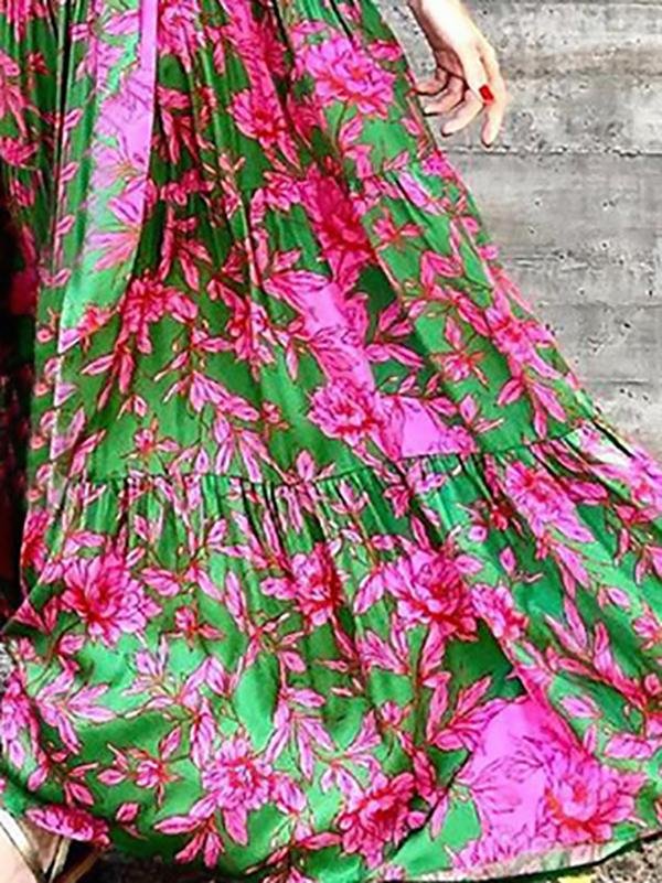Halter Backless Off Shoulder Print Maxi Dress - Maxi Dresses - INS | Online Fashion Free Shipping Clothing, Dresses, Tops, Shoes - 19/07/2021 - 30-40 - color-green