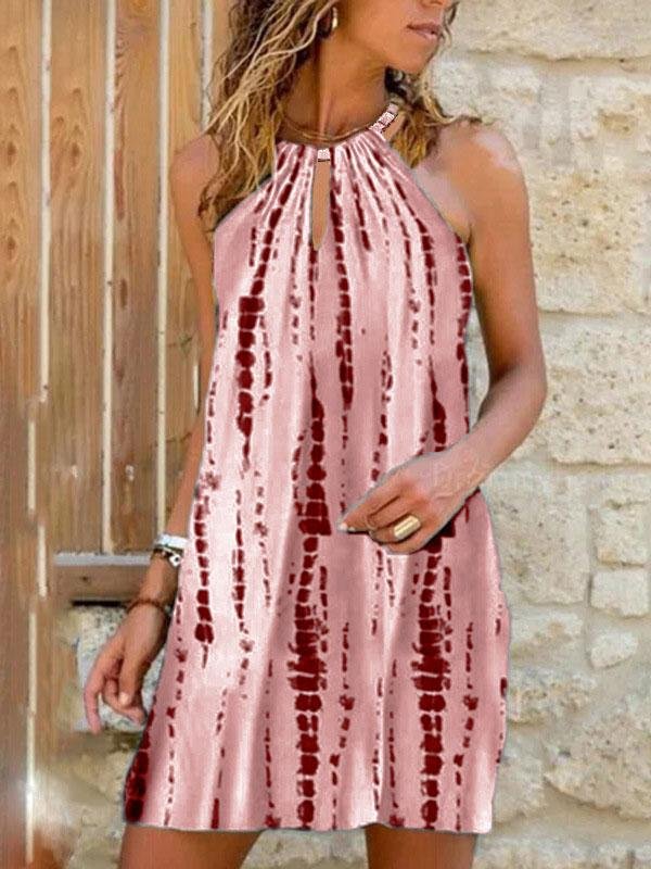 Halter Print Sleeveless Vest Dress - Mini Dresses - INS | Online Fashion Free Shipping Clothing, Dresses, Tops, Shoes - 10-20 - 28/06/2021 - color-blue