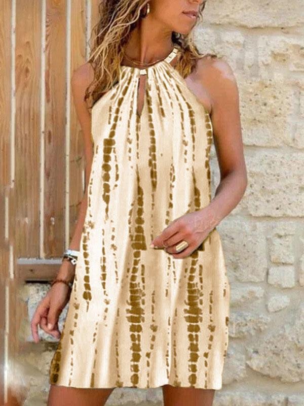 Halter Print Sleeveless Vest Dress - Mini Dresses - INS | Online Fashion Free Shipping Clothing, Dresses, Tops, Shoes - 10-20 - 28/06/2021 - color-blue