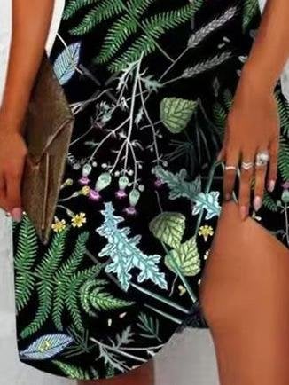 Halter Printed Sleeveless Dress - Mini Dresses - INS | Online Fashion Free Shipping Clothing, Dresses, Tops, Shoes - 19/06/2021 - 20-30 - color-green