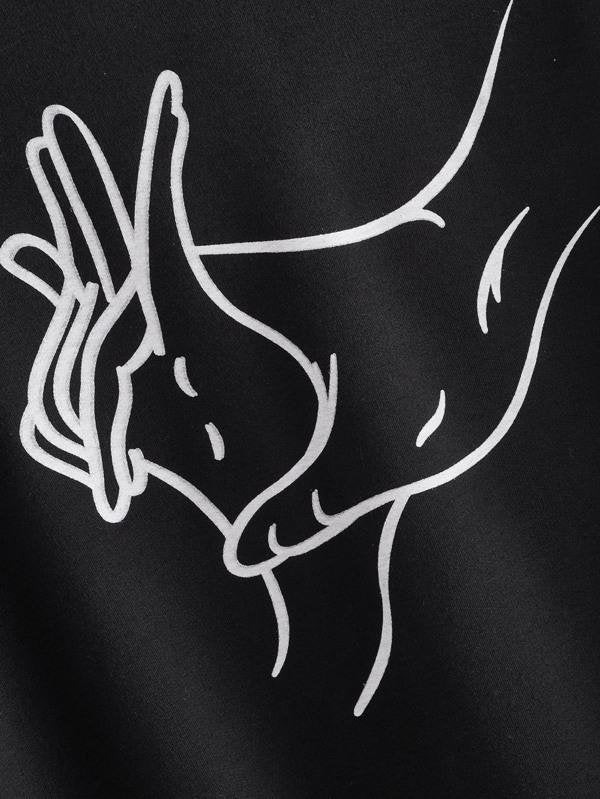 Hands Print Drop Shoulder Drawstring Hoodie - INS | Online Fashion Free Shipping Clothing, Dresses, Tops, Shoes