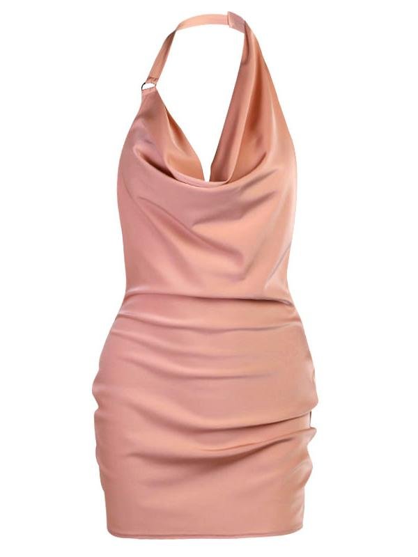 Hanging Neck Satin Backless Bodycon Party Mini Dress - Mini Dresses - INS | Online Fashion Free Shipping Clothing, Dresses, Tops, Shoes - 23/04/2021 - Catagory_Mini Dresses - Color_Black