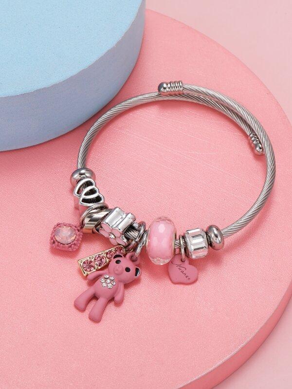 Heart & Bear Charm Bracelet - INS | Online Fashion Free Shipping Clothing, Dresses, Tops, Shoes